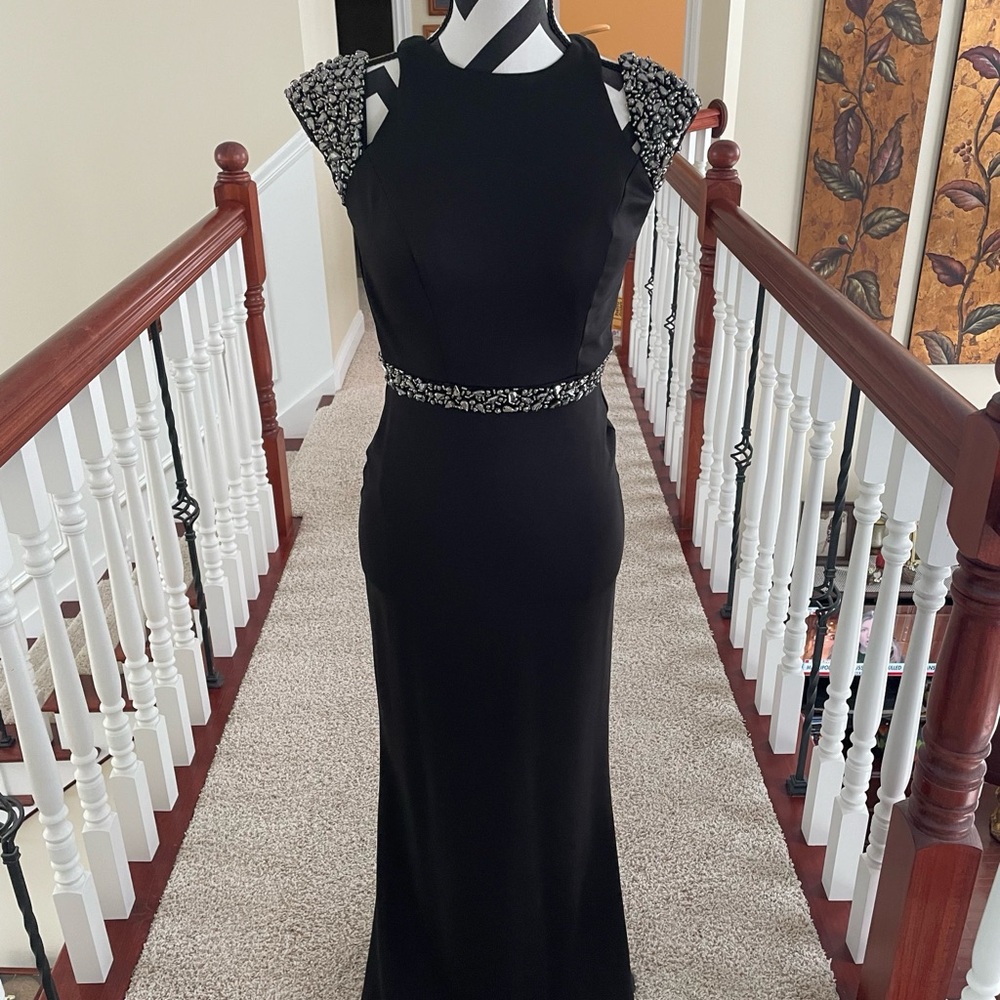 Long Embellished Black Dress